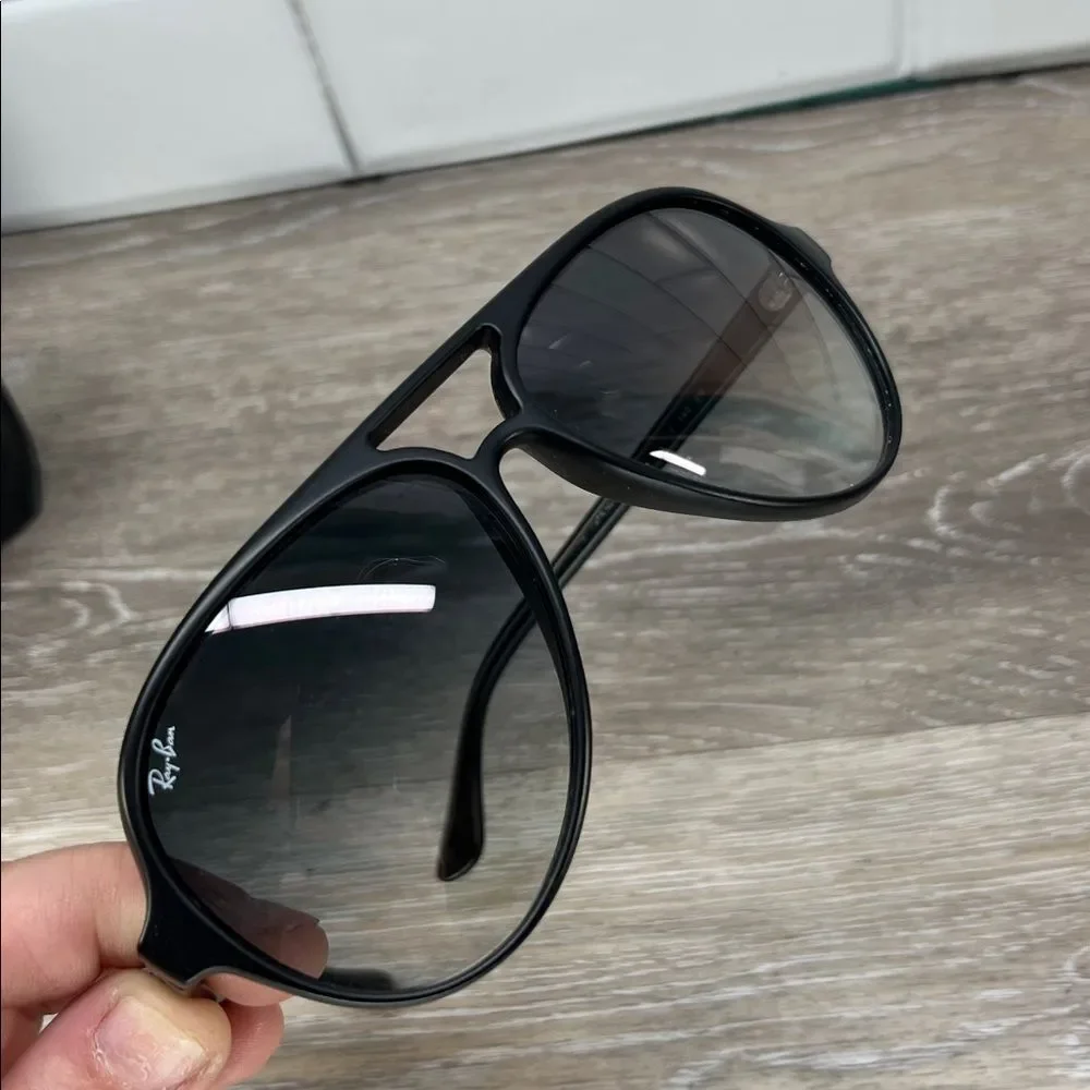 Ray-Ban Black Frame Sunglasses with Gradient Gray Lenses